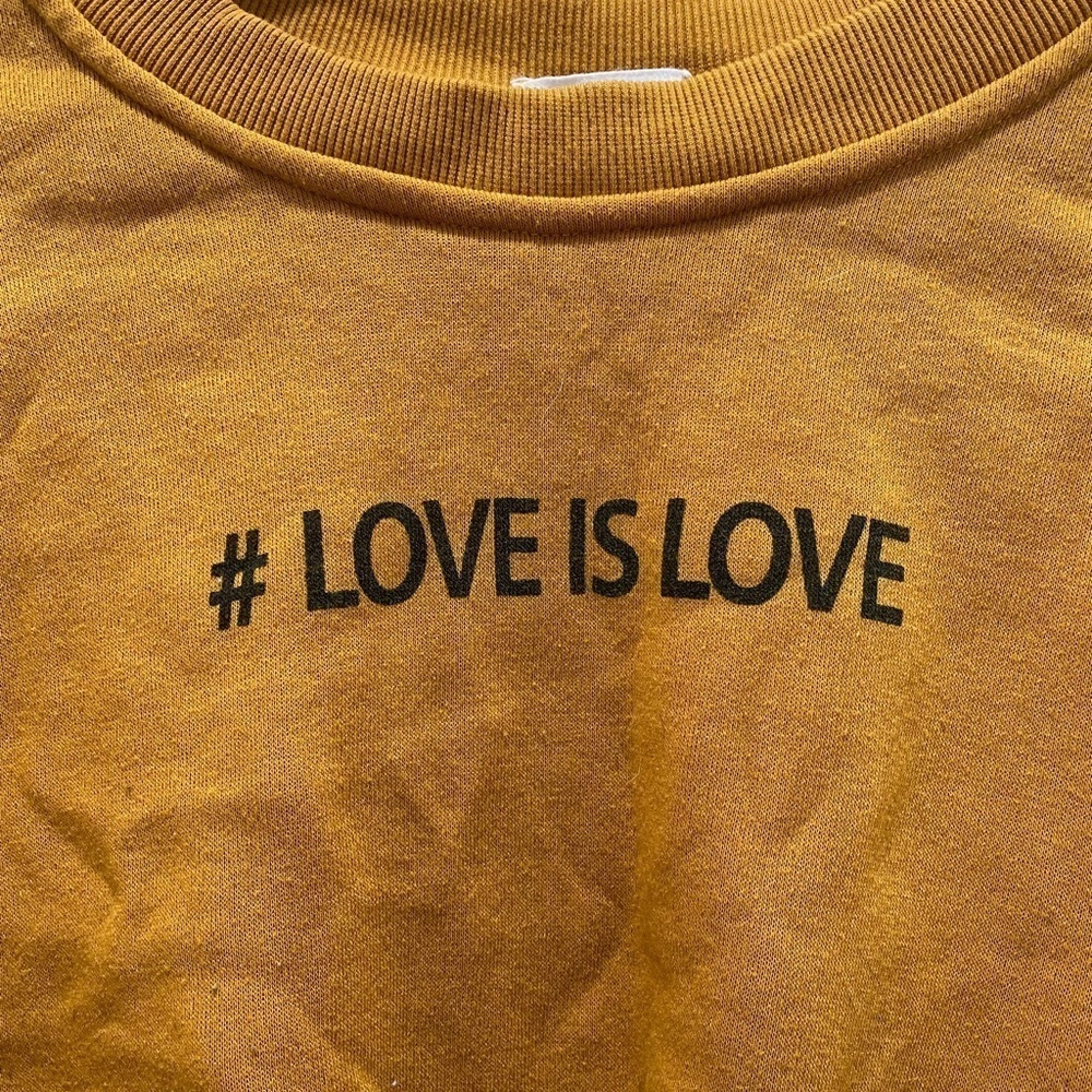 Love is Love Crop Sweatshirt, Mustard, Medium - Picture 2 of 8